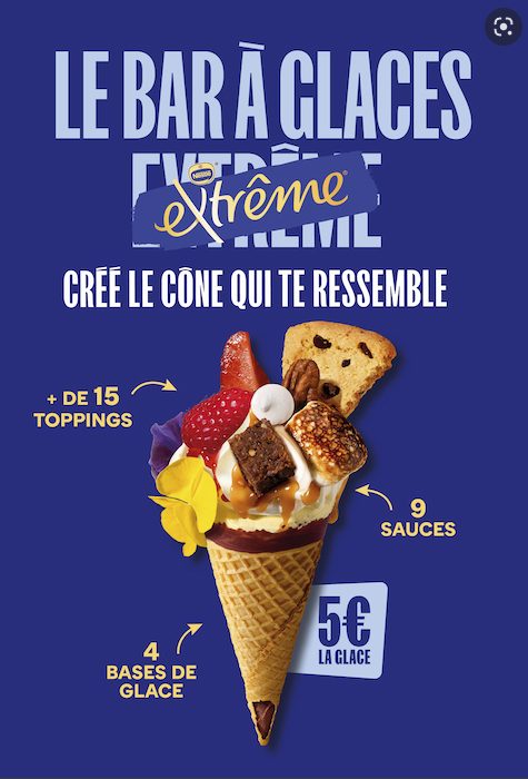 Extreme bar à glace key visual glace extreme customisée toppings pour bar à glace